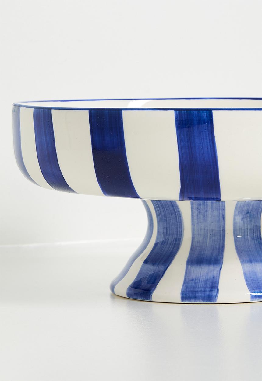 Urchin Art - Stripe fruit bowl - Blue & White