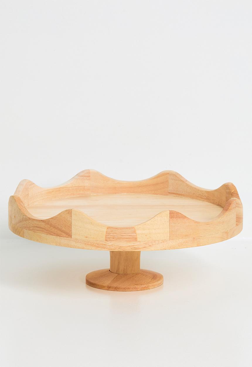 Nicolson Russell - Scalloped Wooden Cake Stand 12 - light brown
