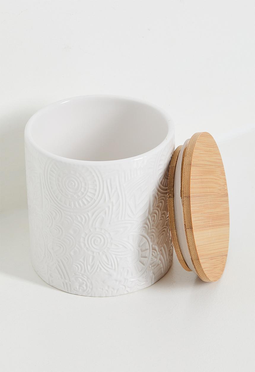 Excellent Houseware - Wide ceramic storage jar - white
