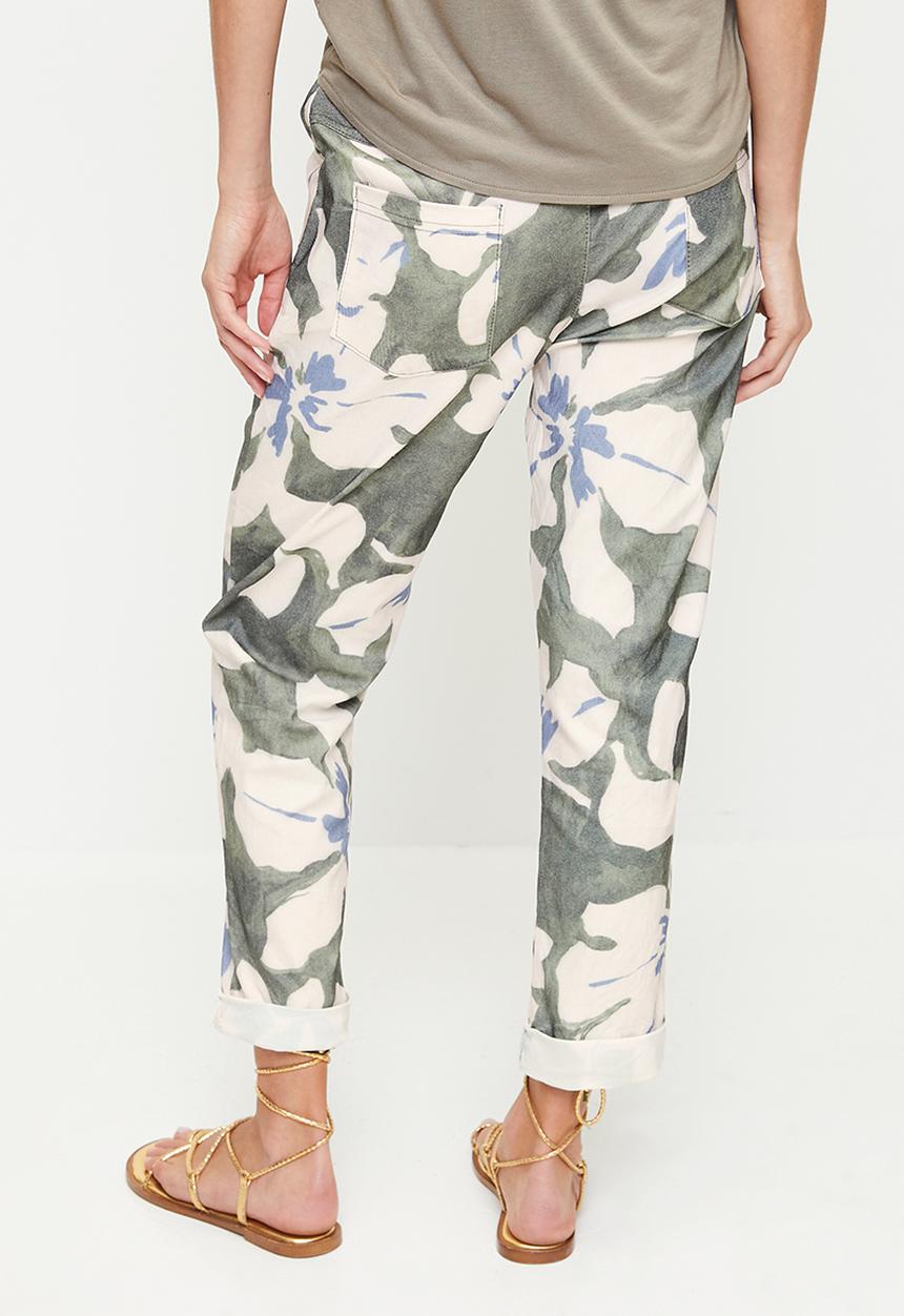 Stella Morgan - Italian Made Creased Printed Jogger With Drawcord - Khaki