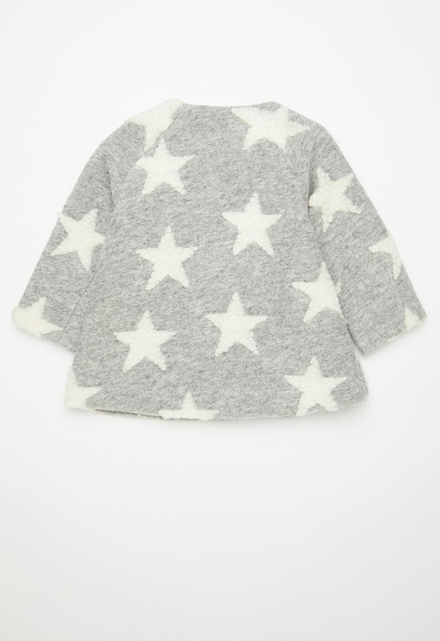 Pop Candy - Melton collarless jacket - cloud grey/white stars