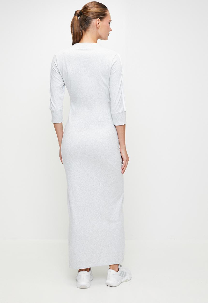 adidas Performance - W 3S Crew Maxi Dress - Light Grey Heather / White