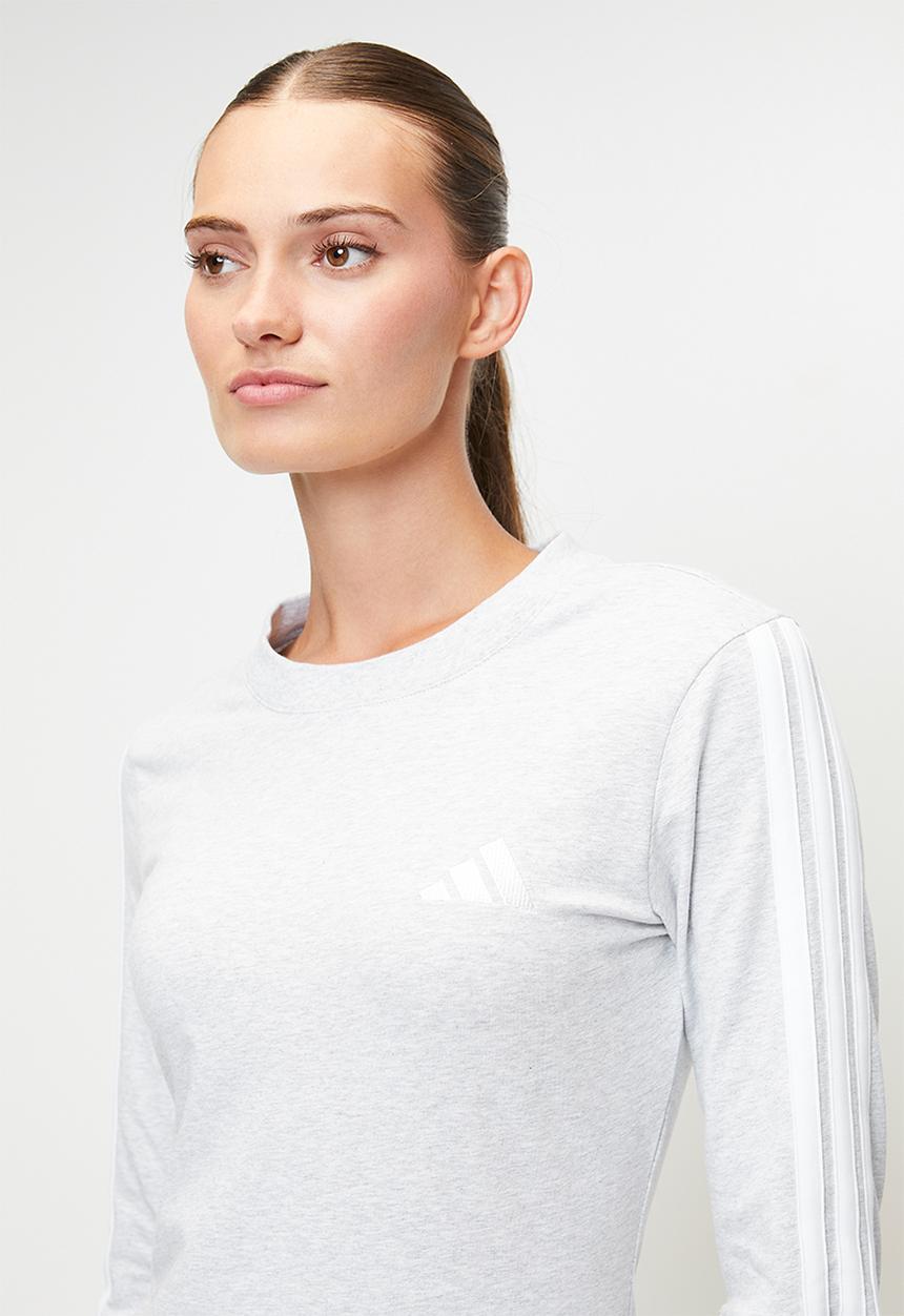 adidas Performance - W 3S Crew Maxi Dress - Light Grey Heather / White