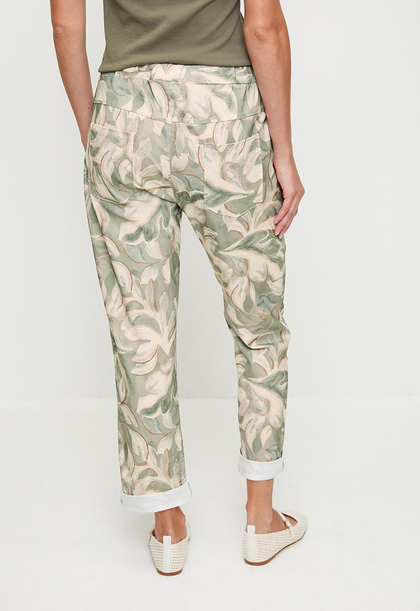 Stella Morgan - Italian Made Creased Printed Jogger With Drawcord - Green