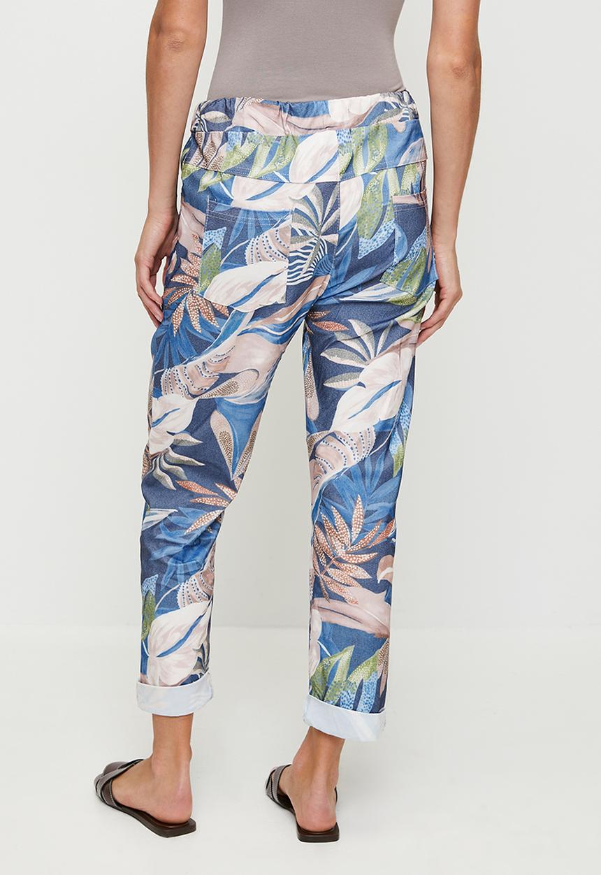 Stella Morgan - Italian Made Creased Printed Jogger With Drawcord - Navy