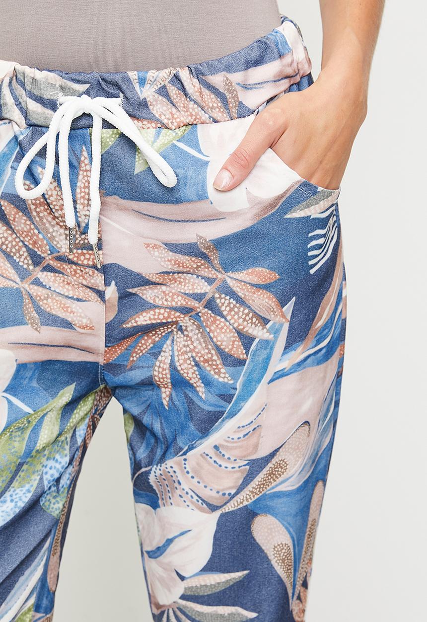 Stella Morgan - Italian Made Creased Printed Jogger With Drawcord - Navy