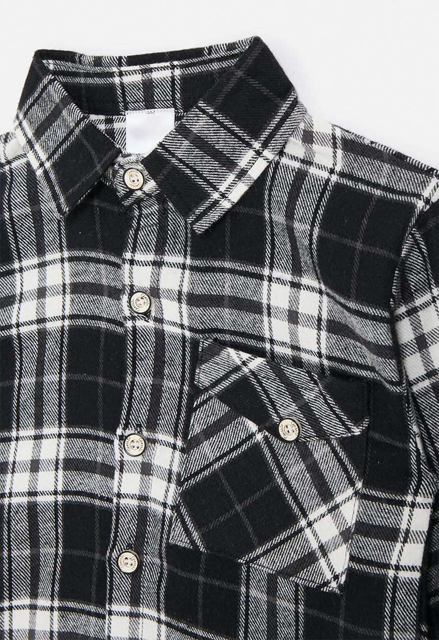 Pop Candy - Button-up plaid flannel shirt - black/white