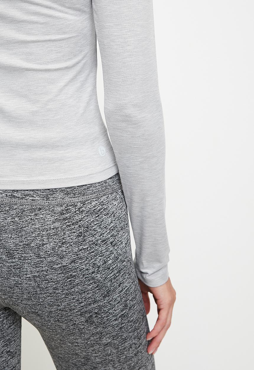 Cotton On - Ultra Soft Plunge Front Long Sleeve - Light Grey Marle