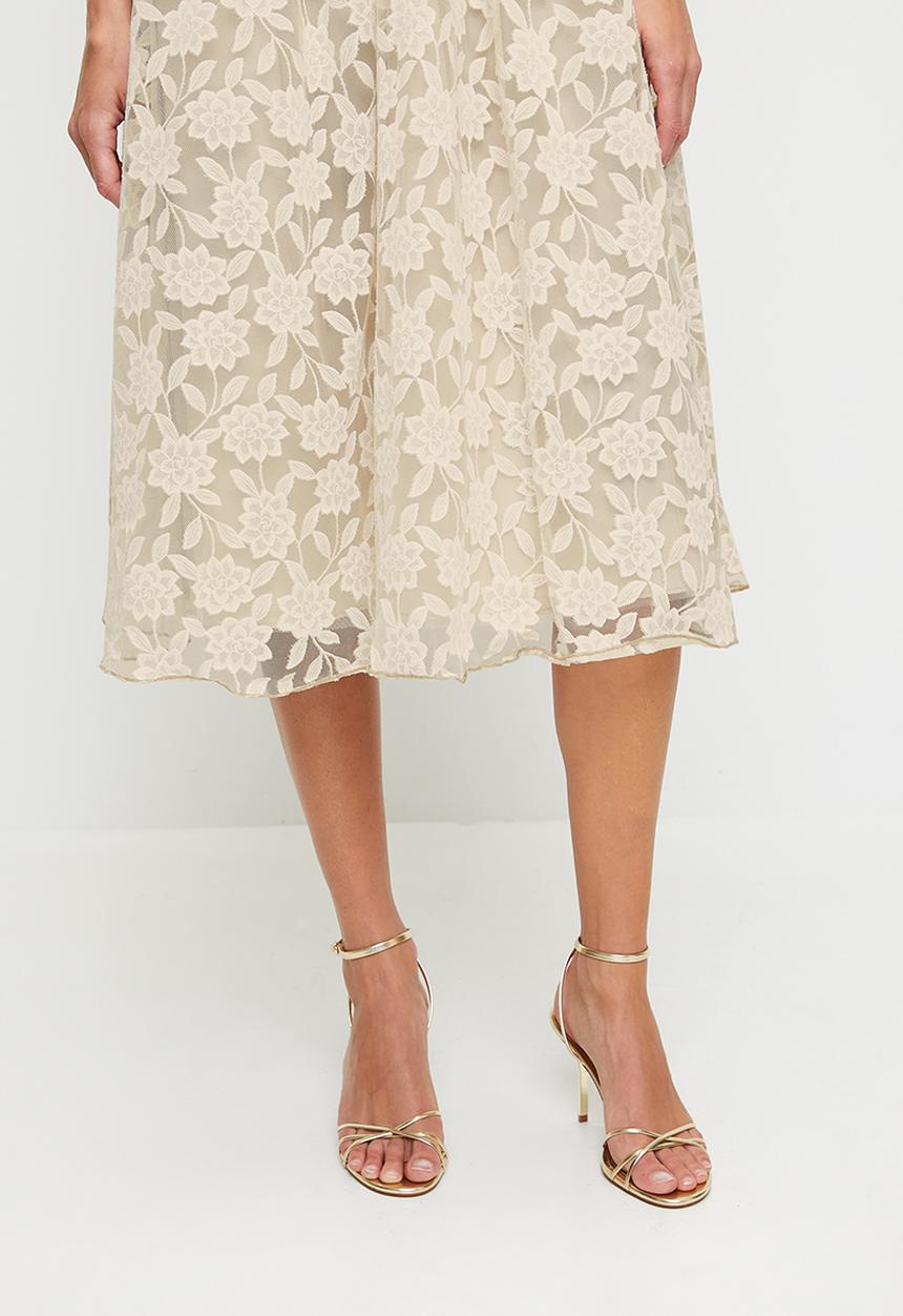 MILLA - Ecru lace midi dress - ecru