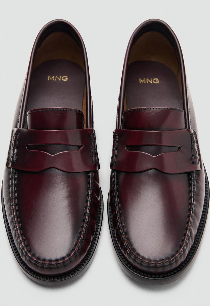 MANGO - Luisa leather loafer - dark red