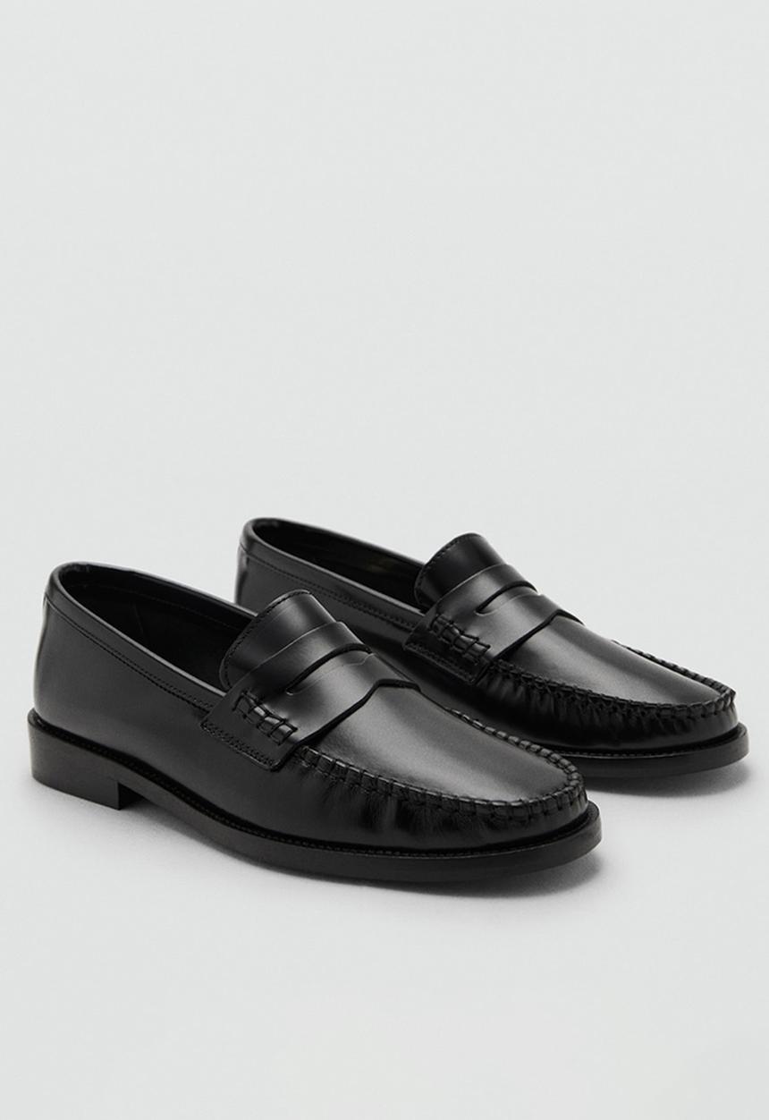 MANGO - Luisa leather loafer - black