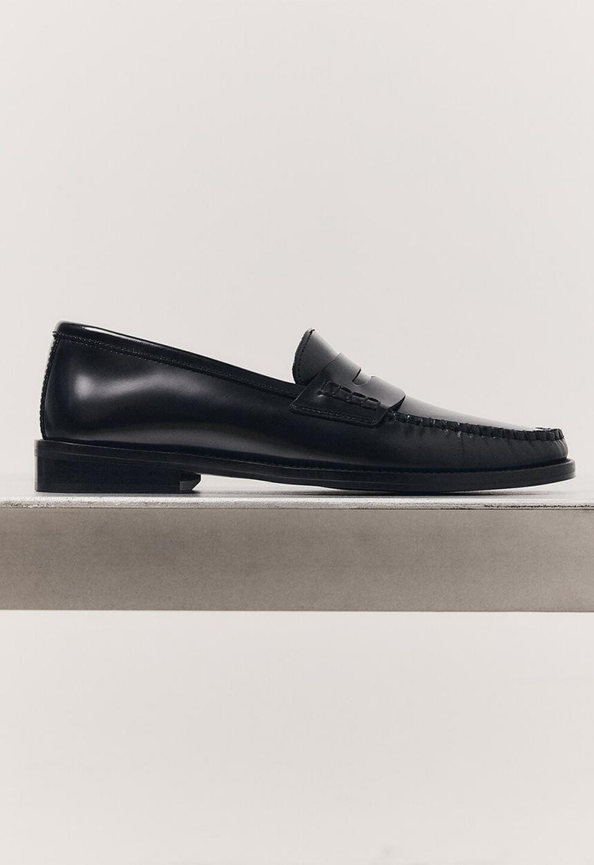 MANGO - Luisa leather loafer - black