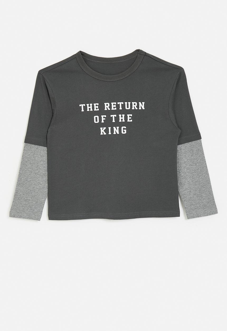 Pop Candy - Slogan twofer t-shirt - grey