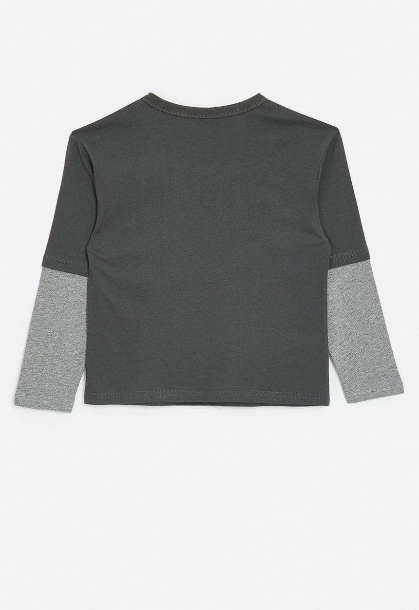 Pop Candy - Slogan twofer t-shirt - grey