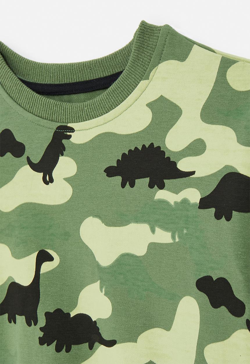 Pop Candy - Twofer dino aop sweatshirt - camo green/black