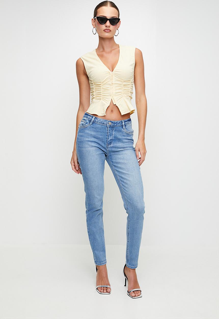 SISSY BOY - Marissa Mid Waist Skinny With Back Pocket Flaps   - Light Vintage