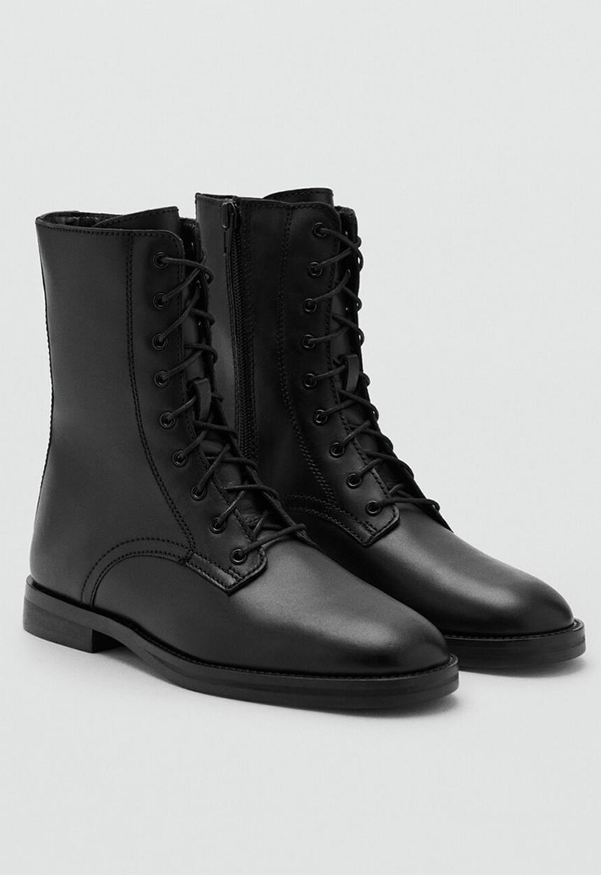 MANGO - Lola lace up boot - black