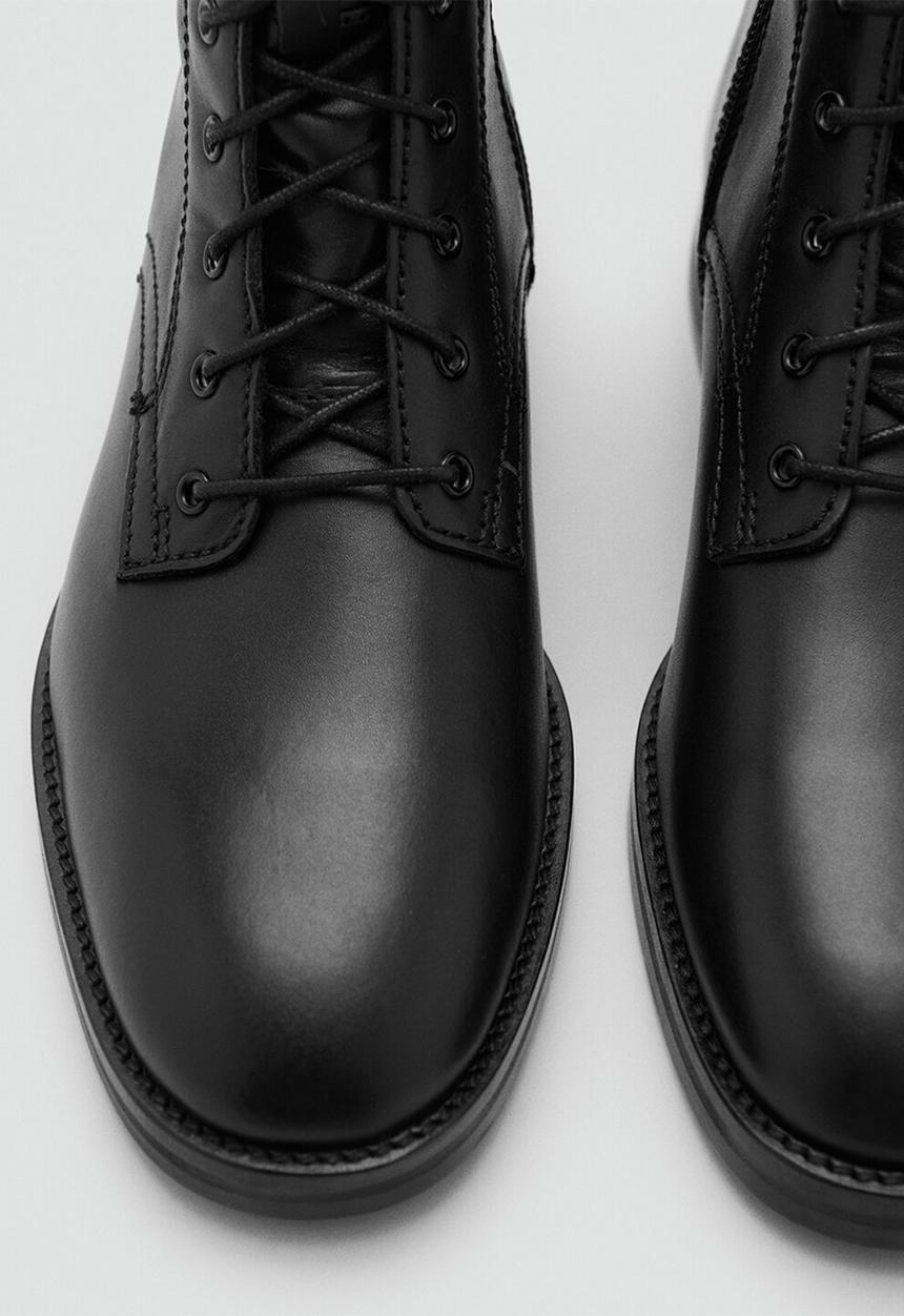 MANGO - Lola lace up boot - black