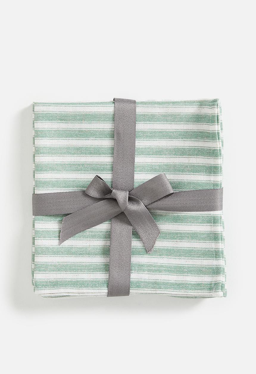 Sixth Floor - Stripe Loft Linen Napkins - Olive
