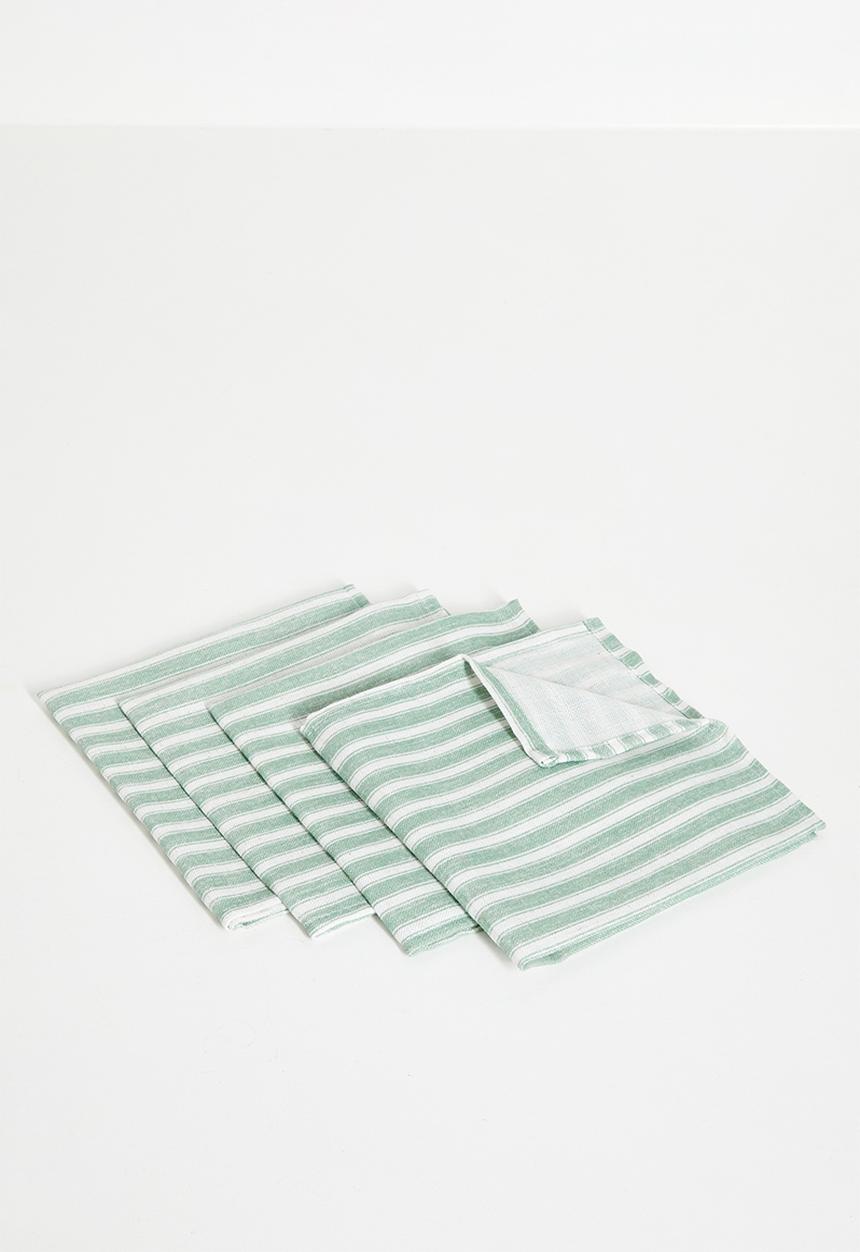Sixth Floor - Stripe Loft Linen Napkins - Olive