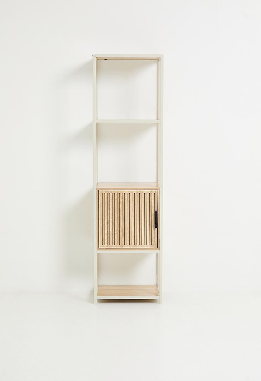 H&S - Tall fluted storage cabinet - white/natural