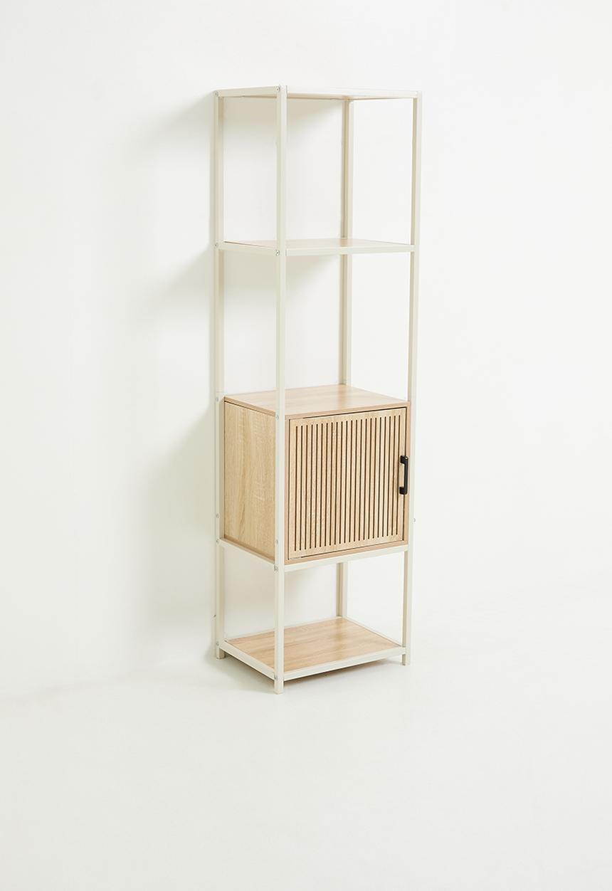 H&S - Tall fluted storage cabinet - white/natural