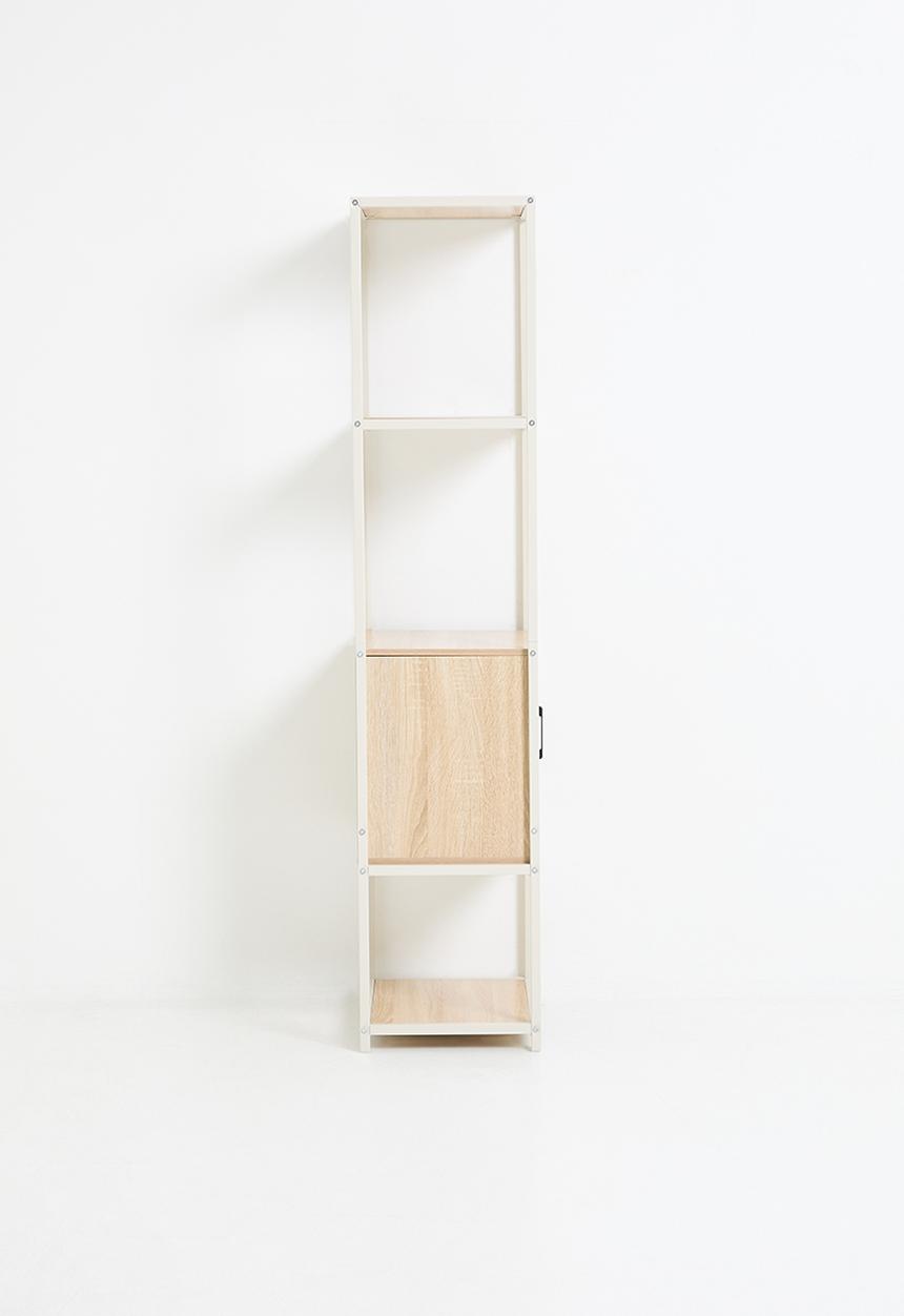 H&S - Tall fluted storage cabinet - white/natural