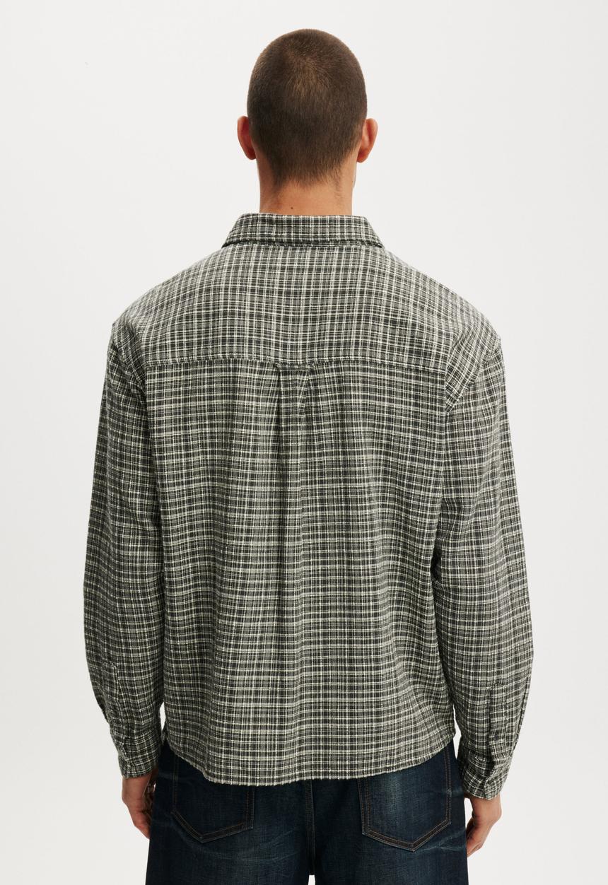 Cotton On - Remi Long Sleeve Shirt - Black Textured Check