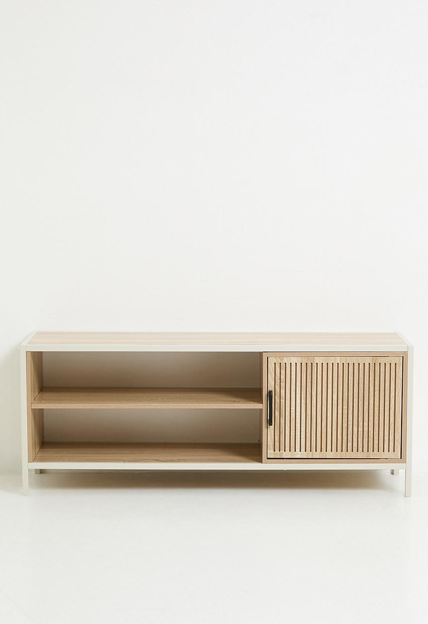 H&S - Single fluted door cabinet - white/natural