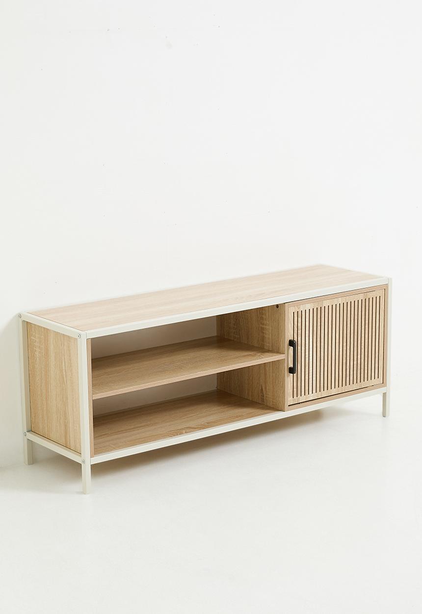 H&S - Single fluted door cabinet - white/natural