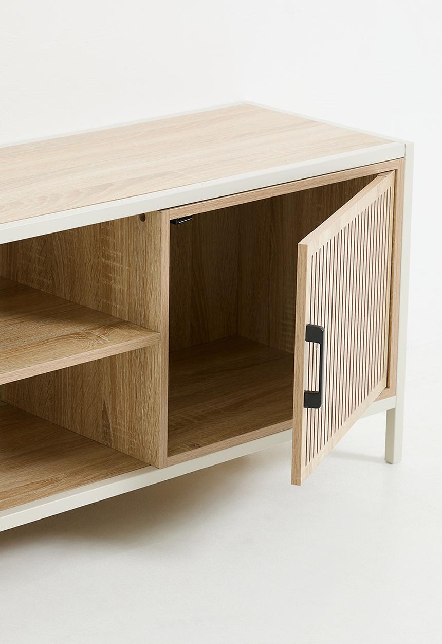H&S - Single fluted door cabinet - white/natural
