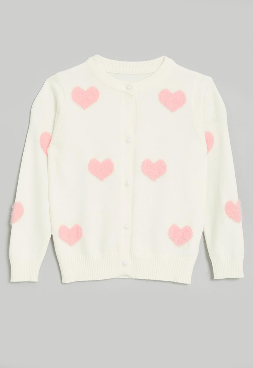 Pop Candy - Button down cardigan - white/pink hearts