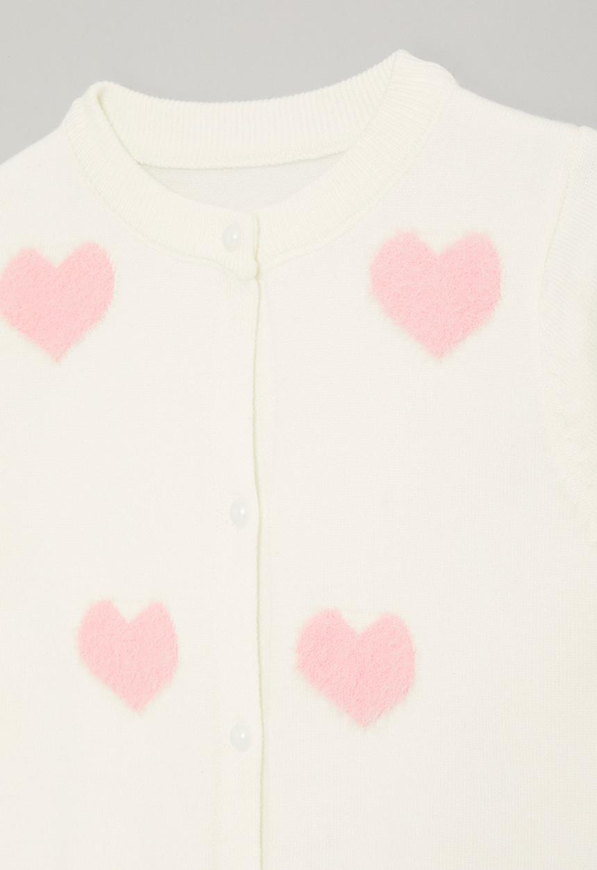 Pop Candy - Button down cardigan - white/pink hearts