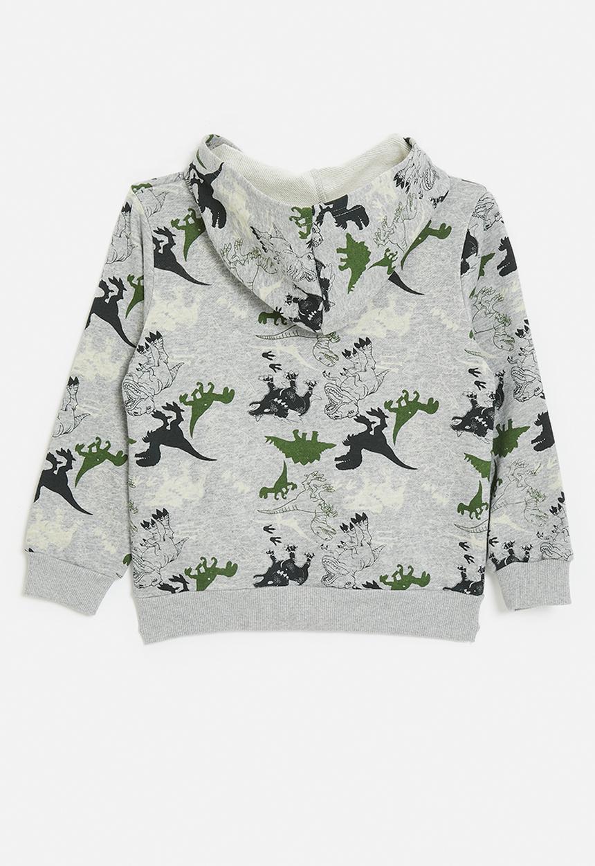 Pop Candy - Aop dino hoodie - cloud grey