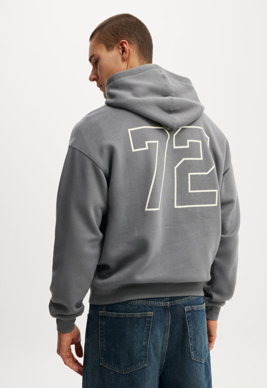 Cotton On - Box Fit Graphic Hoodie - Slate Stone/Studiio 72