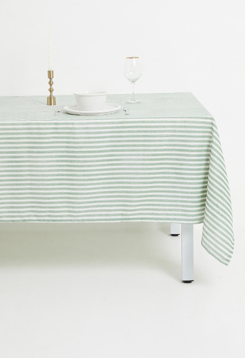 Sixth Floor - Stripe Loft Linen Tablecloth - Olive