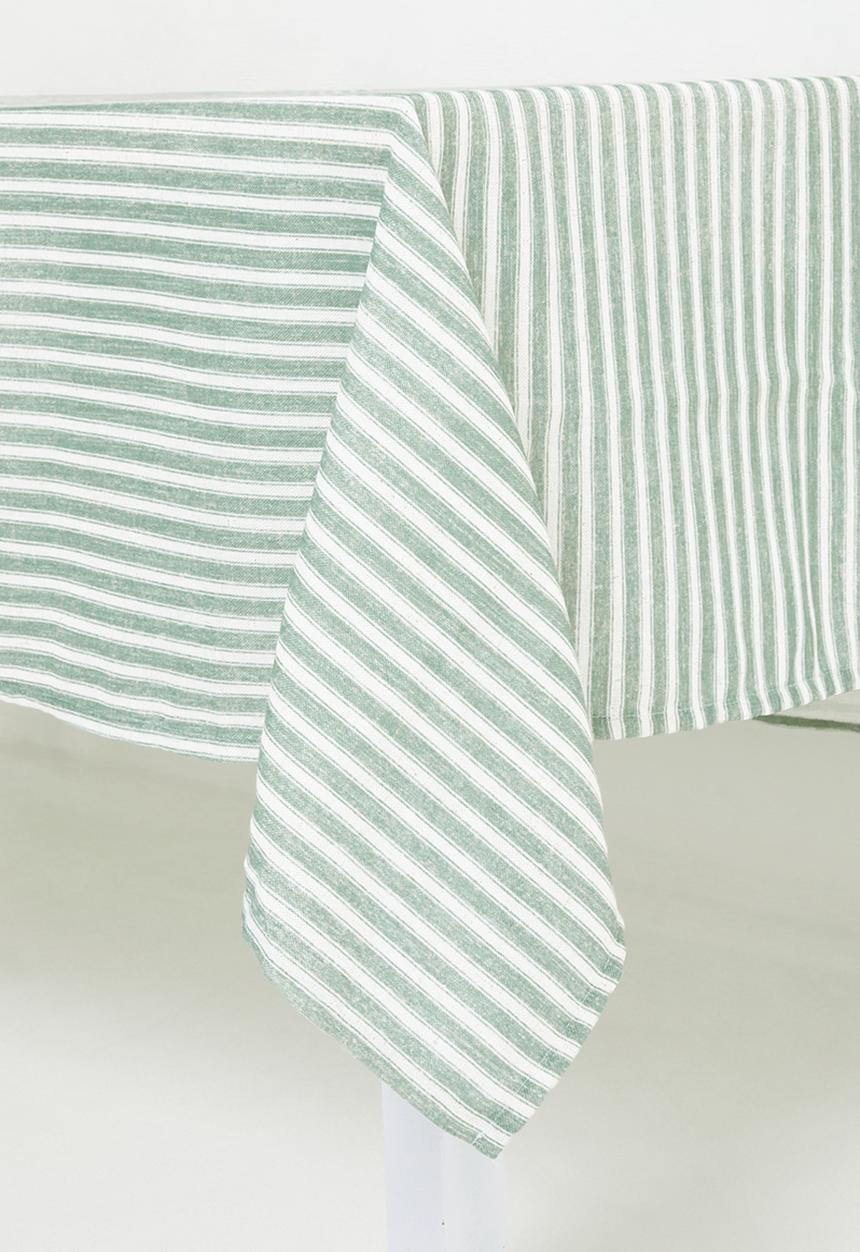 Sixth Floor - Stripe Loft Linen Tablecloth - Olive