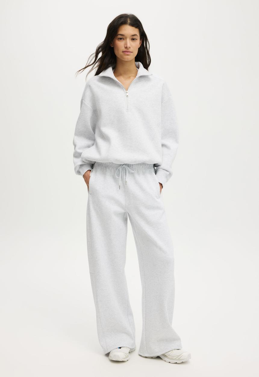 Cotton On - Plush Half Zip Sweatshirt - Cloudy Grey Marle