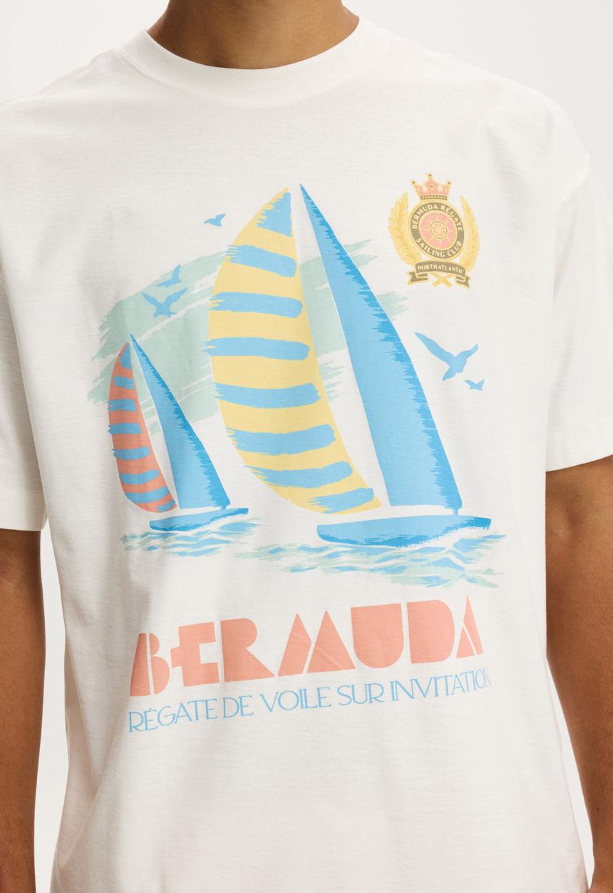 Cotton On - Box Fit Graphic T-shirt - Vintage White/Bermuda