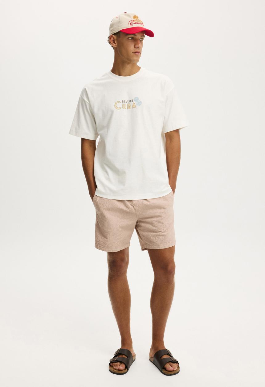 Cotton On - Box Fit Graphic T-shirt - Vintage White/Cuba