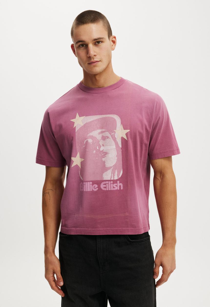 Cotton On - Cropped Fit Music T-shirt - Lcn Bra Heather Rose/Billie Eilish