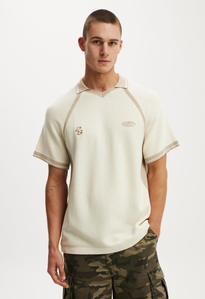Cotton On - Knitted Sports Polo - Off White