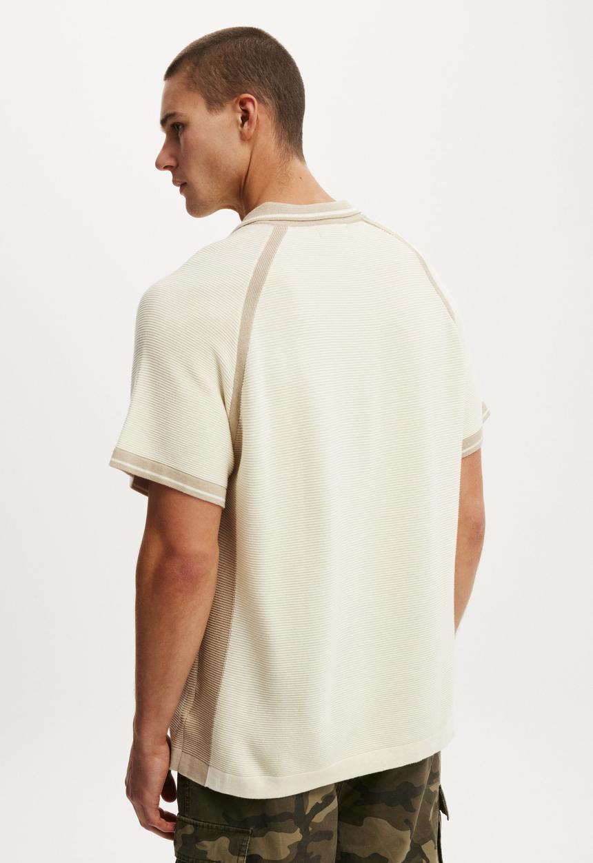 Cotton On - Knitted Sports Polo - Off White