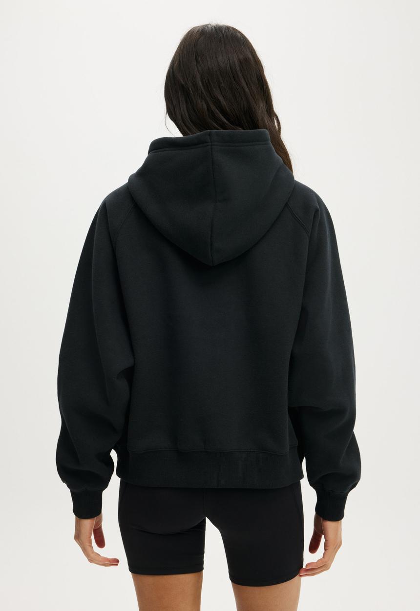 Cotton On - Plush Premium Raglan Slve Hoodie - Black