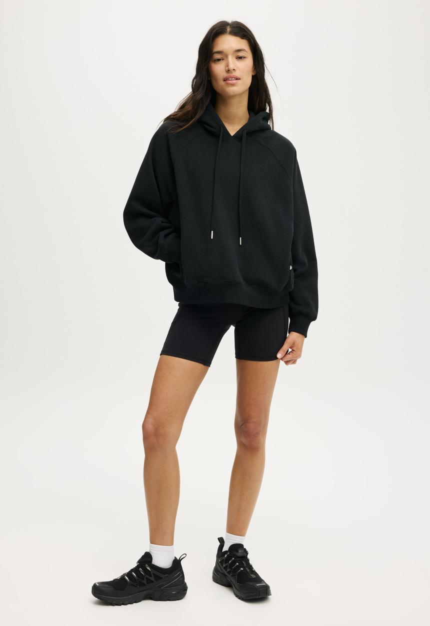Cotton On - Plush Premium Raglan Slve Hoodie - Black