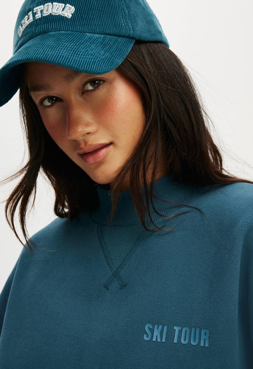 Cotton On - Plush Mock Neck Sweatshirt - Tidal Teal