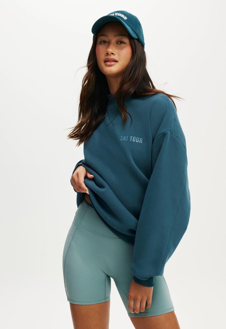 Cotton On - Plush Mock Neck Sweatshirt - Tidal Teal
