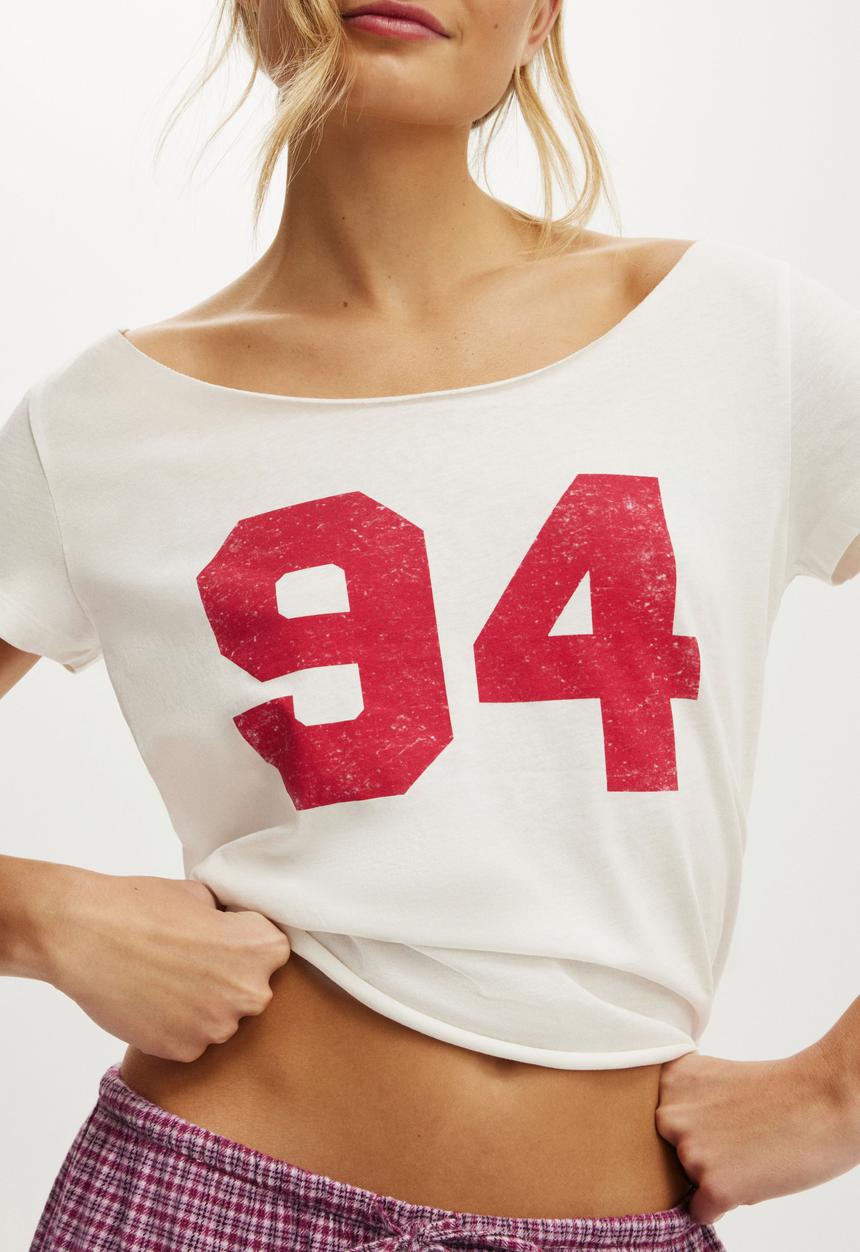 Cotton On - Off the shoulder tee - coconut milk/ spicy red 94
