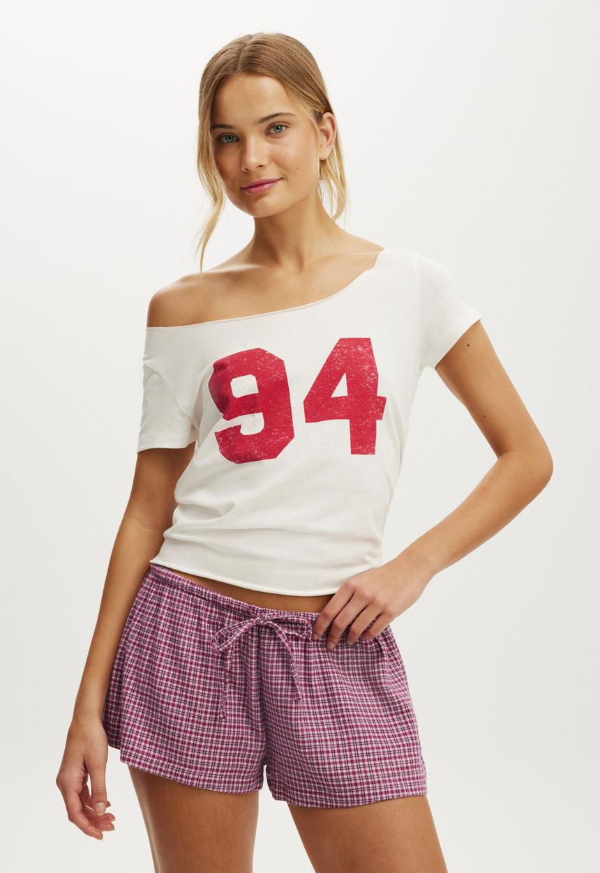 Cotton On - Off the shoulder tee - coconut milk/ spicy red 94