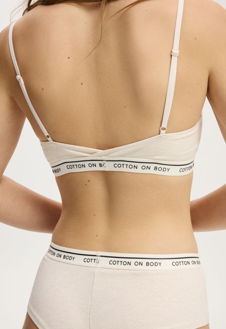 Cotton On - Branded Cotton Scoop Bralette - Butterscotch Marle